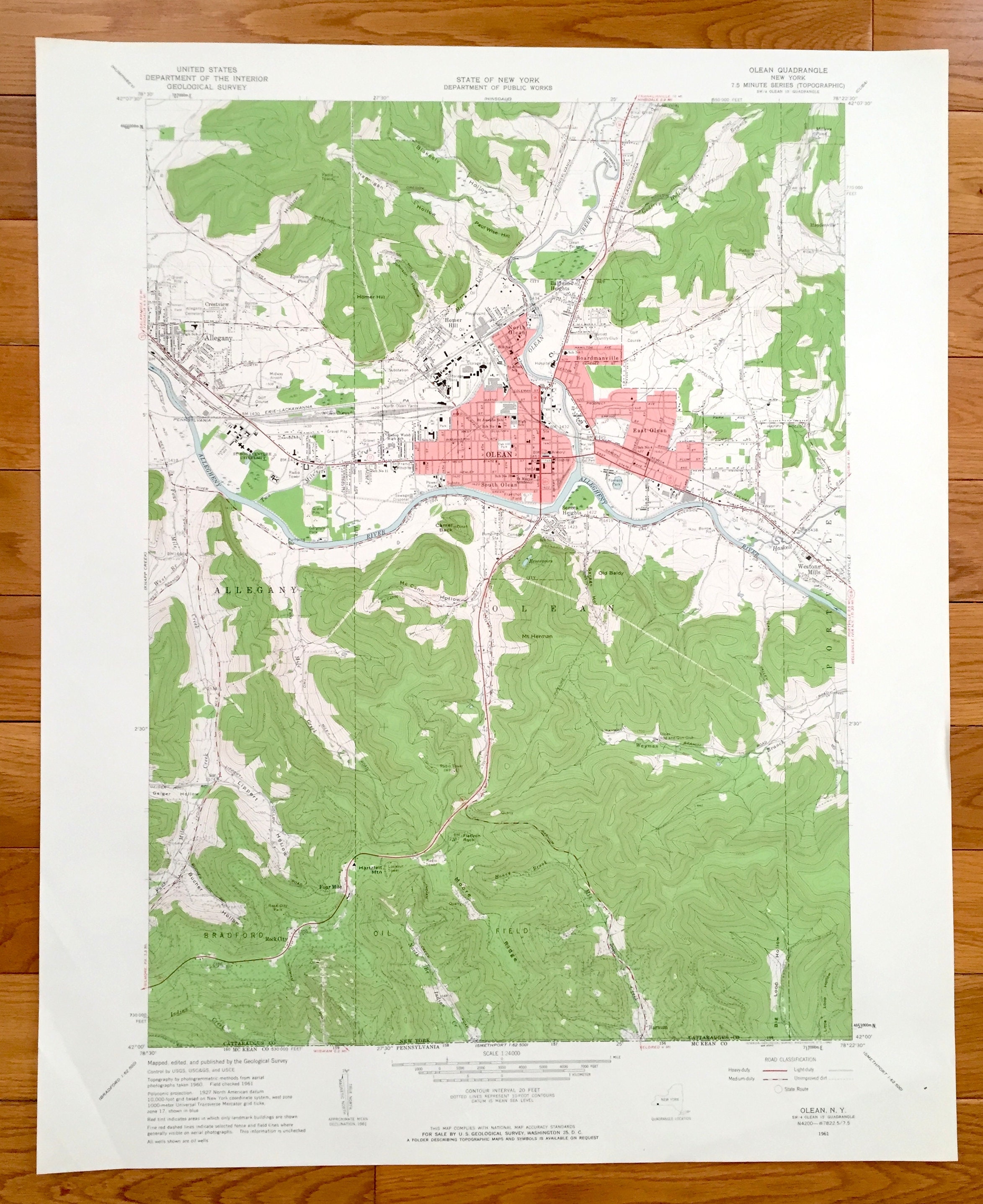 Antique Olean New York 1961 US Geological Survey Topographic Etsy