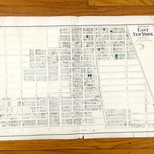 Antike 1873 East New York, Brooklyn Map von F.W. Beers Atlas von Long Island - Flatlands, Canarsie,gravesend, New Utrecht, Jamaika Bay NYC