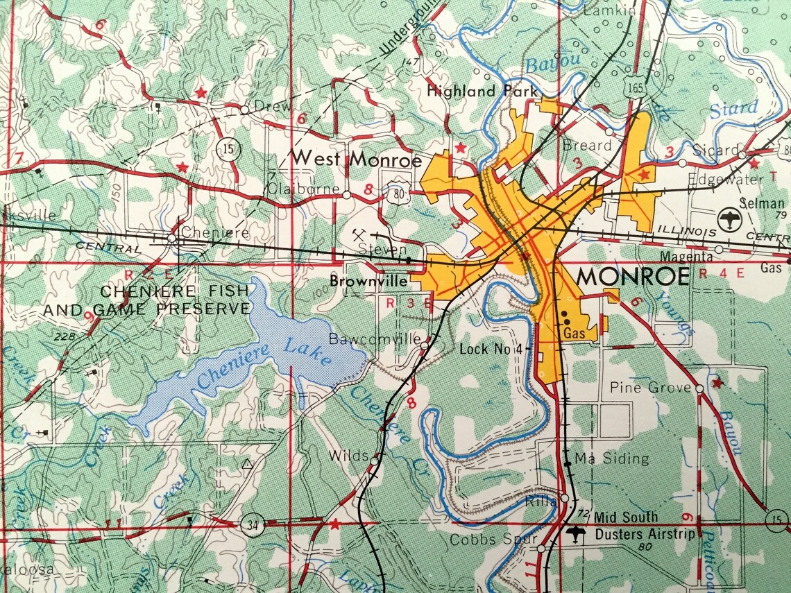 Antiguo Shreveport Louisiana 1955 US Geological Survey Etsy