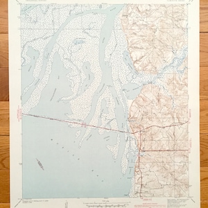 Antike Bridgehead, Alabama 1943 US Geological Survey Topographische Karte – Baldwin County, Blakeley, Park City, The Village, Chacaloochee Bay