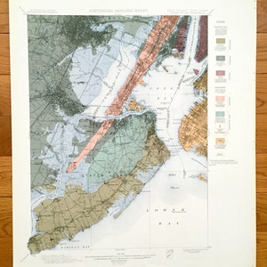 Antique Staten Island, New York City 1901 US Geological Survey Topographic Map – Manhattan, Brooklyn, Newark, Bayonne, Elizabeth, New Jersey