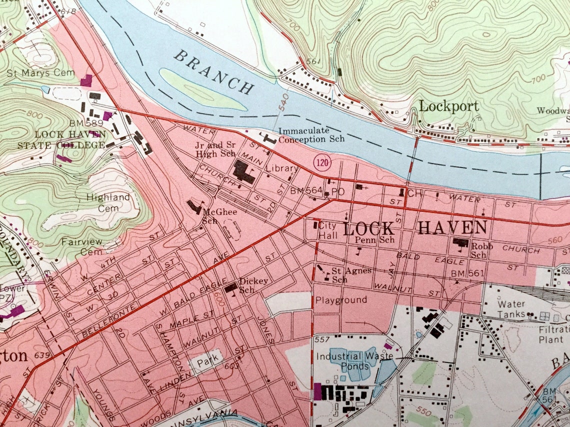 Antique Lock Haven Pennsylvania 1965 US Geological Survey Etsy