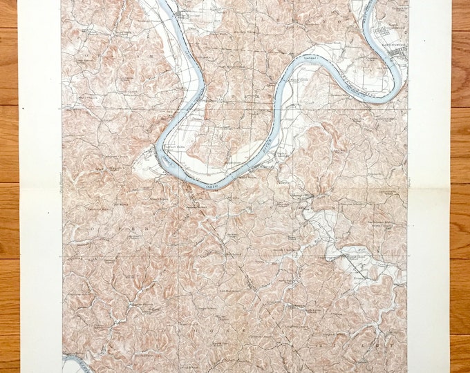 Antique Ravenswood, West Virginia 1928 US Geological Survey Topographic Map Jackson County