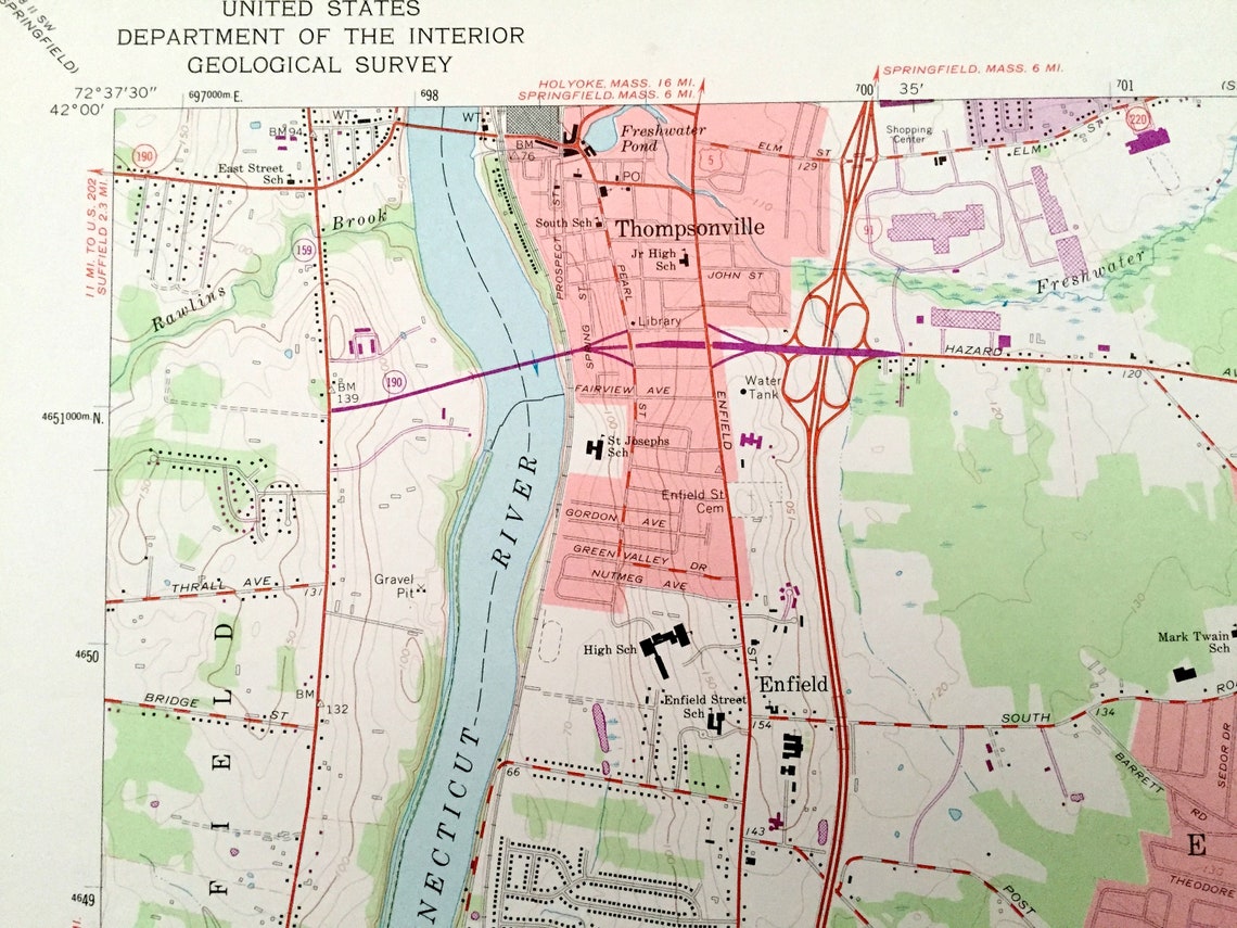 Antique Broad Brook Connecticut 1964 US Geological Survey Etsy