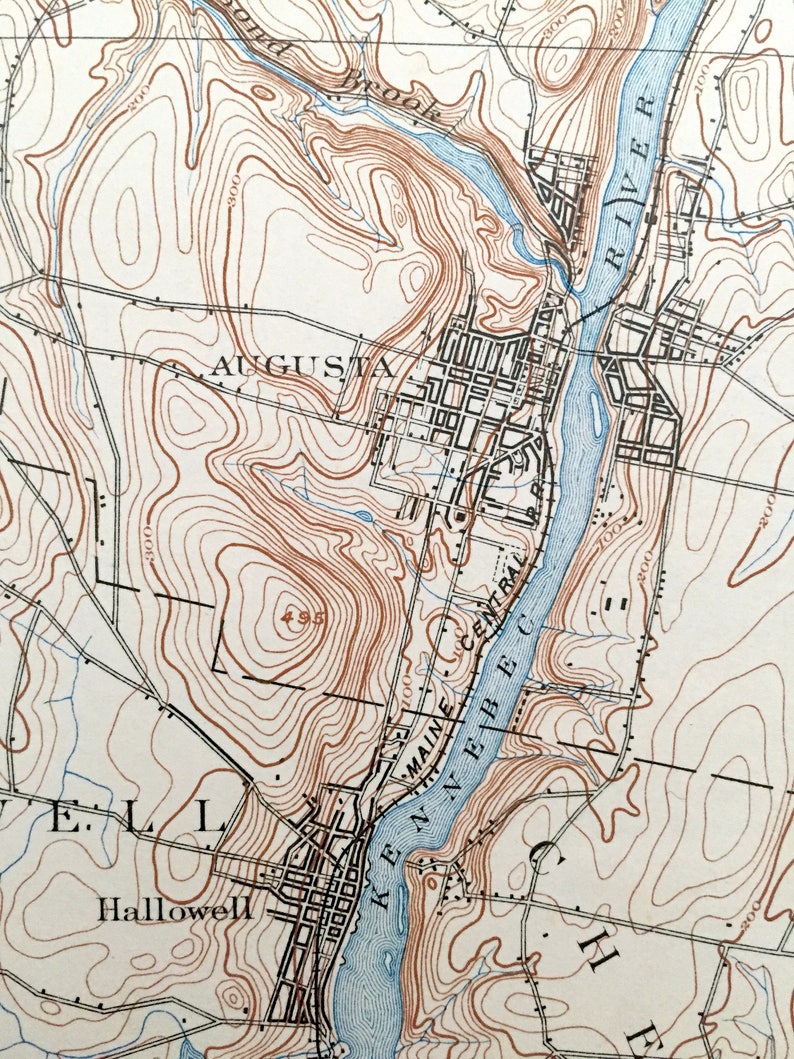 Antique Augusta Maine 1892 US Geological Survey ...