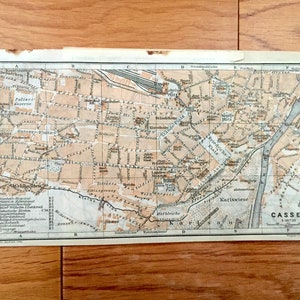 Antique 1925 Cassel, Germany Map from Baedekers Guide Atlas – Waldau, Wolfsanger, Habichts, Wald, Hoof, Weimar, Niederzwehren, Simmerhausen