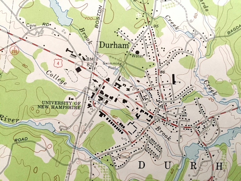 Unh Historic Topo Maps New Hampshire 1956 Us Geological Survey Topographic Map \U2013 Durham  University Barrington Madbury Antique Dover Unh Strafford County Lee  Lithographs Art & Collectibles Jan-Takayama.com