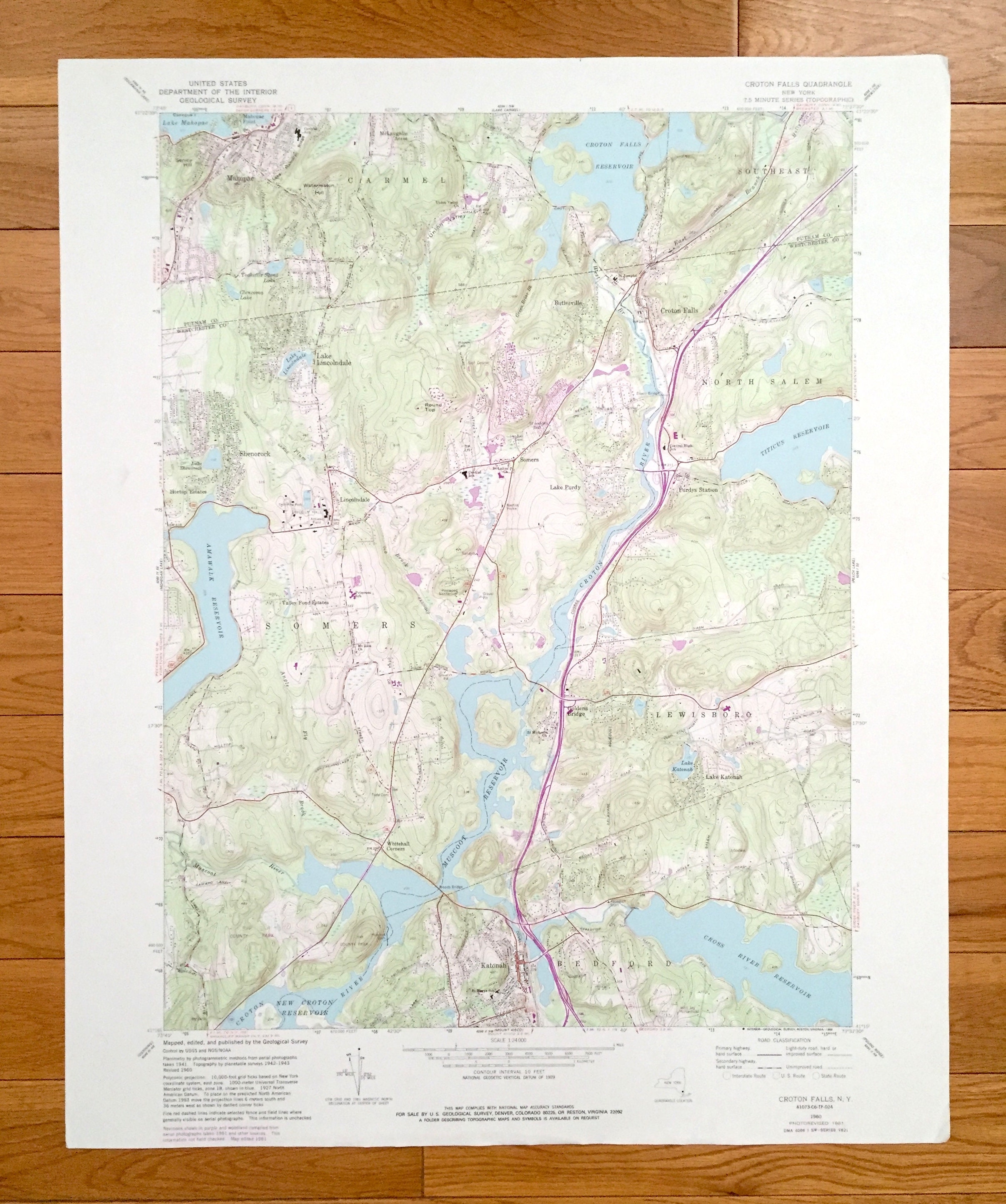Antique Croton Falls New York 1960 US Geological Survey Etsy
