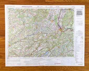 アンティーク バーゼル、スイス、1966 年ドイツ軍道路および測量地図