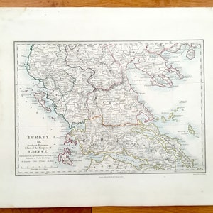 Antike 1845 Griechenland & Albanien Karte von SDUK Atlas – Athen, Korinth, Korfu, Patras, Preveza, Trikala, Thaso, Ithaca, Avolona, Lepanto Golf
