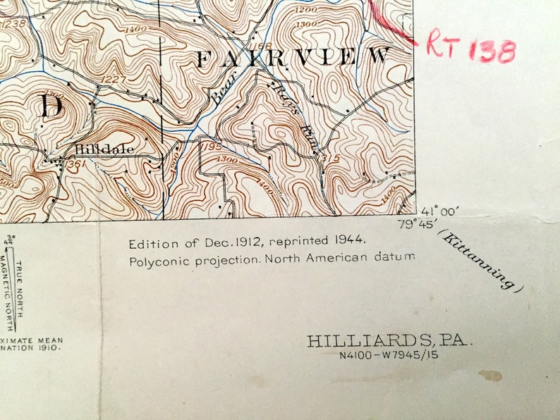 Antique Hilliards Pennsylvania 1912 US Geological Survey Etsy