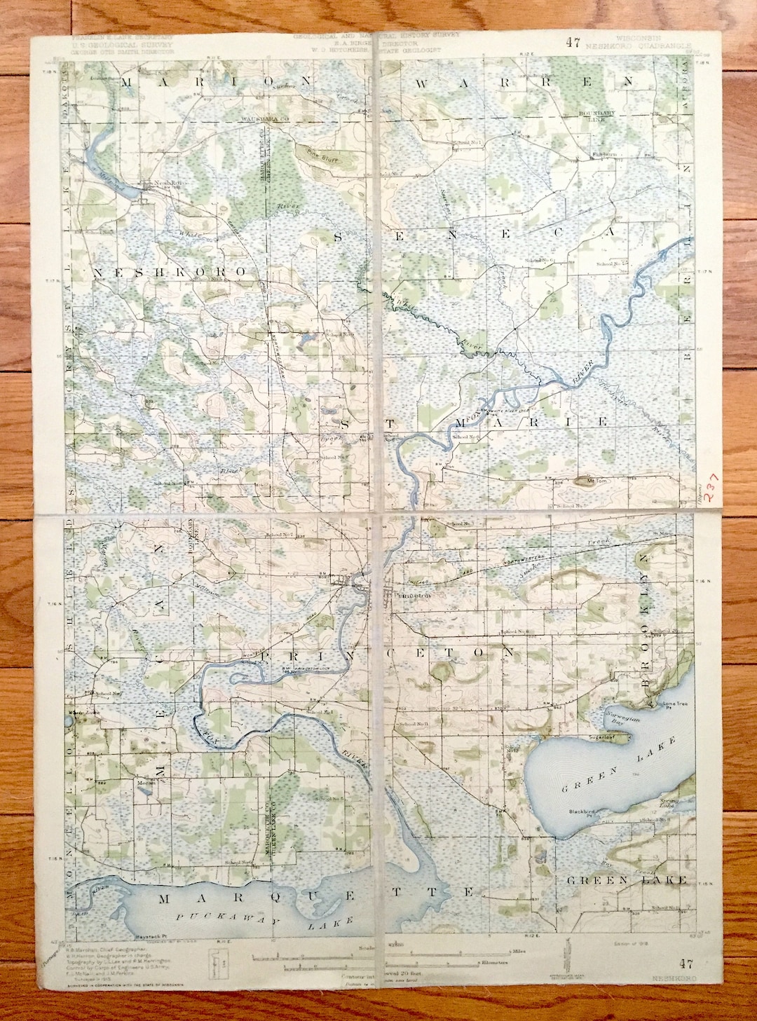 Antique Neshkoro Wisconsin 1918 US Geological Survey Etsy