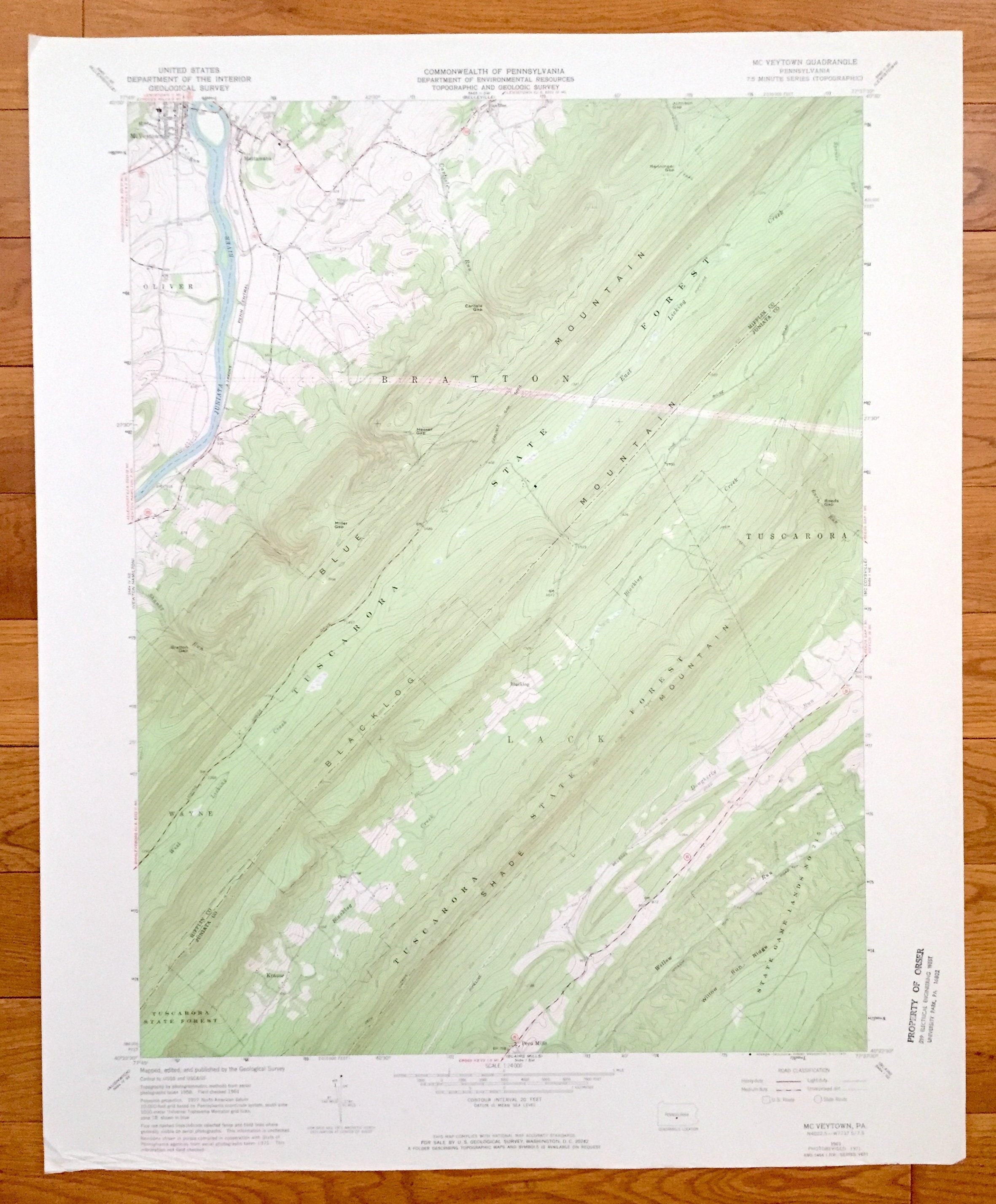 Antique McVeytown Pennsylvania 1961 US Geological Survey Etsy