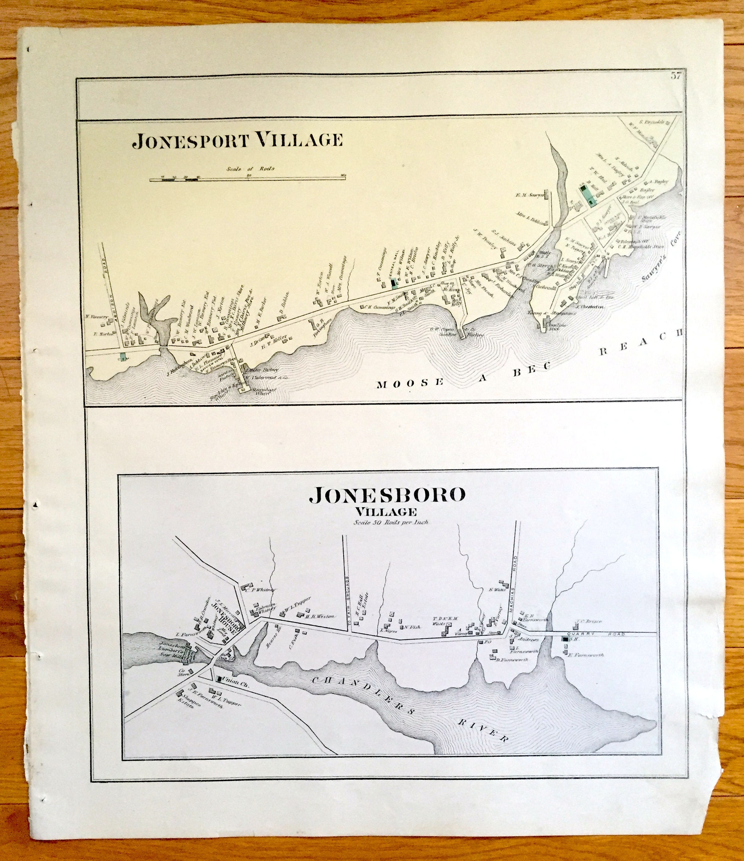 Jonesport Machias Antique Eastport Maine 1961 US Geological Survey