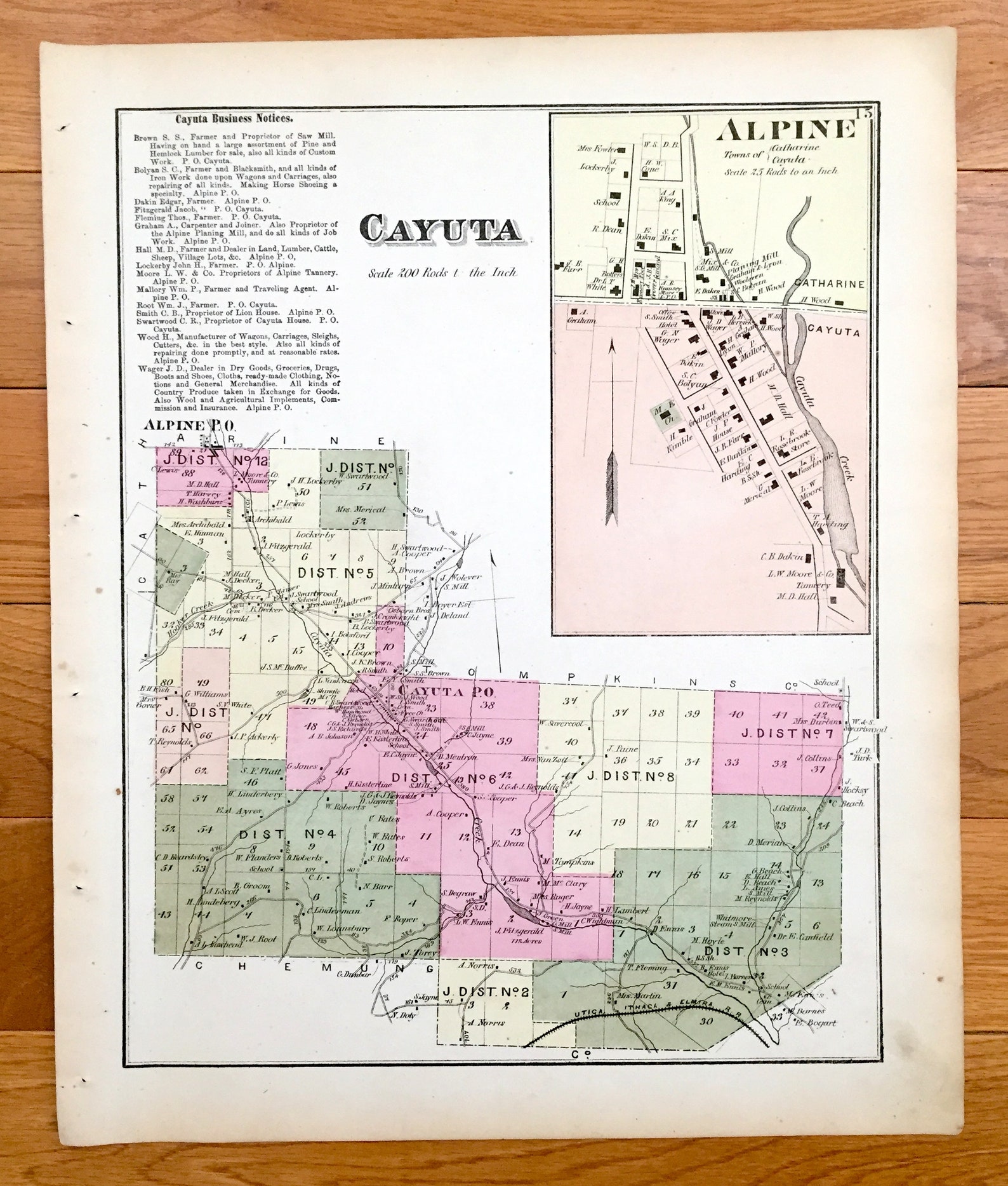 Antique 1874 Cayuta New York Map From Pomeroy Whitman & Co. Etsy