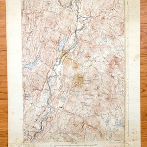 Antique Mt Cube, New Hampshire 1933 US Geological Survey Carte topographique - Comté de Grafton, Orford, Lyme, Thetford, Fairlee, Vermont, NH VT