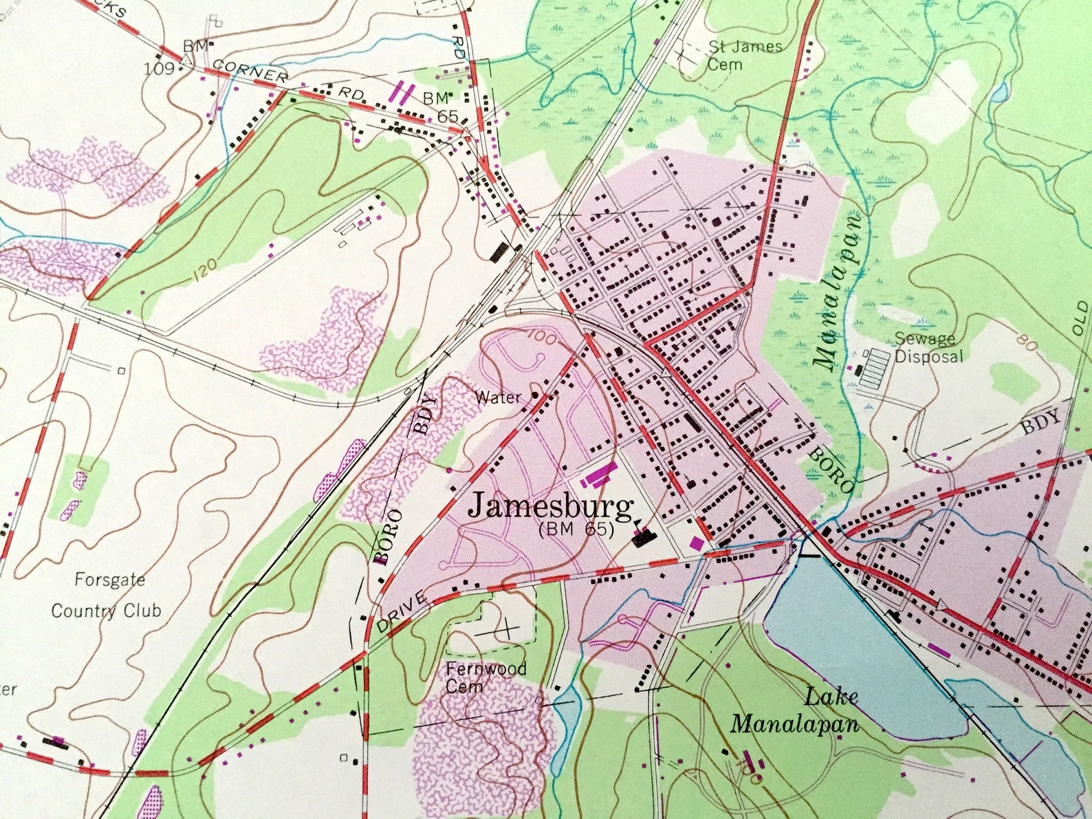 Antique Jamesburg New Jersey 1953 US Geological Survey Etsy