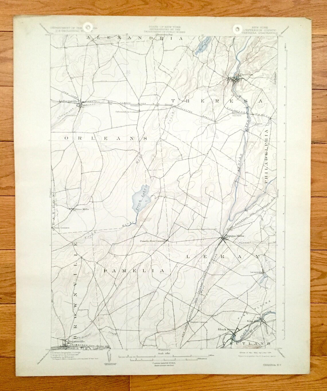 Antique Theresa New York 1903 US Geological Survey Etsy