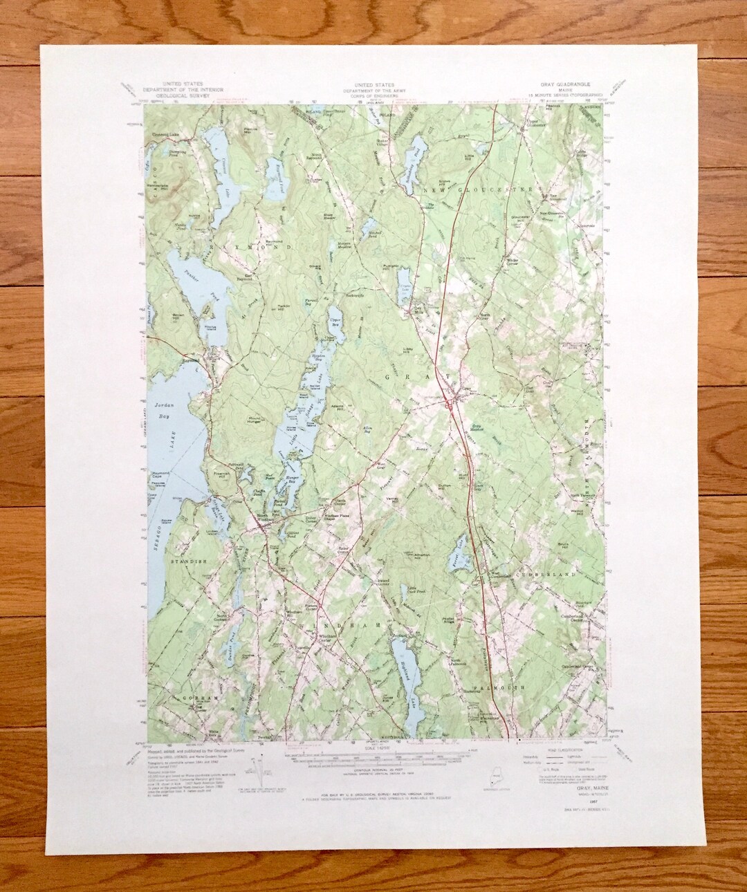 Antique Sebago Lake, Maine 1957 US Geological Survey Topographic Map ...