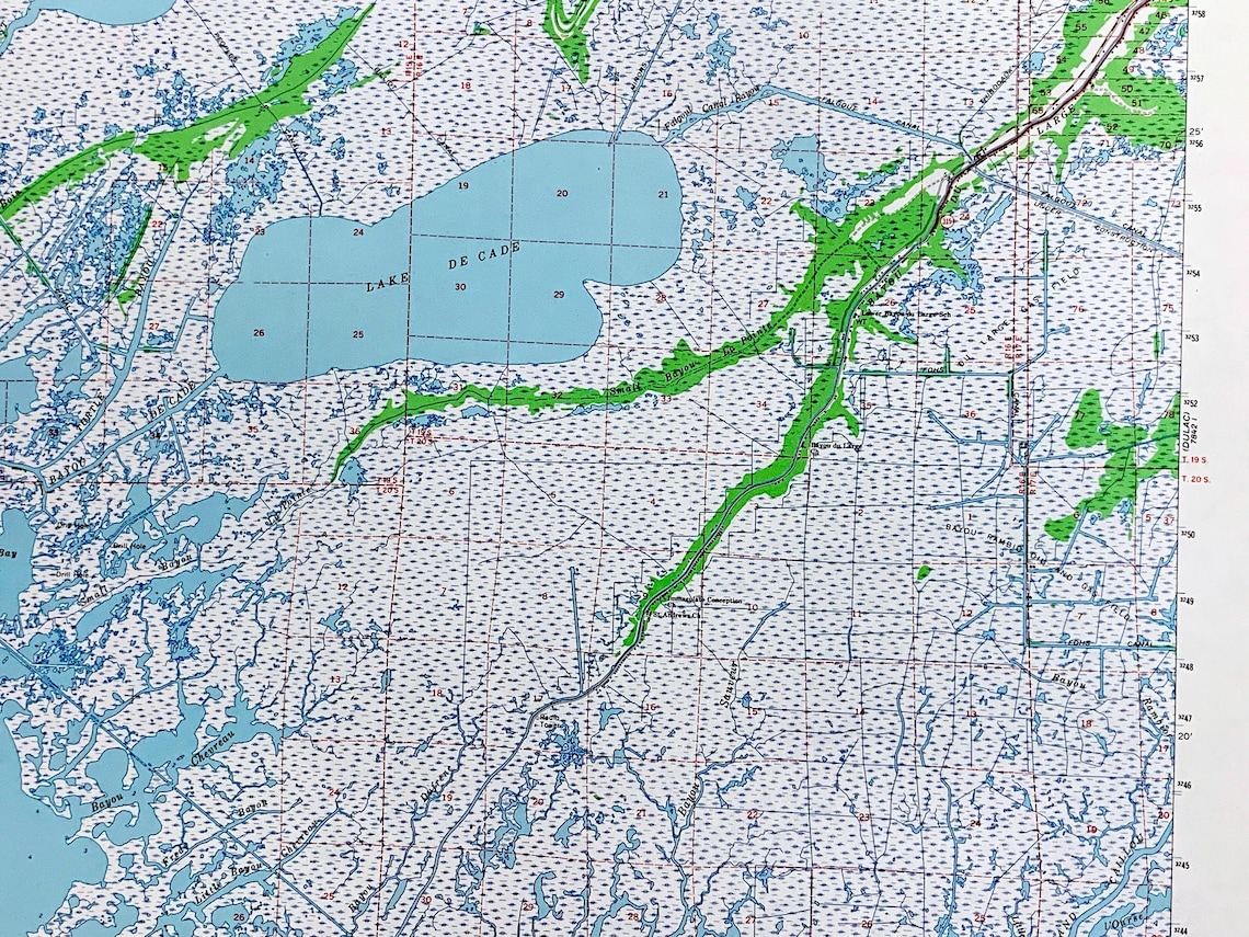 Antique Bayou Du Large, Louisiana 1964 US Geological Survey Topographic ...