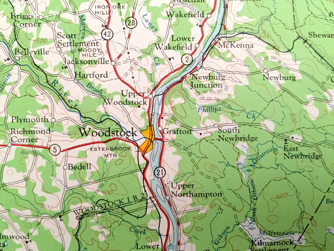 Antique Woodstock New Brunswick Canada 1963 US Geological Etsy