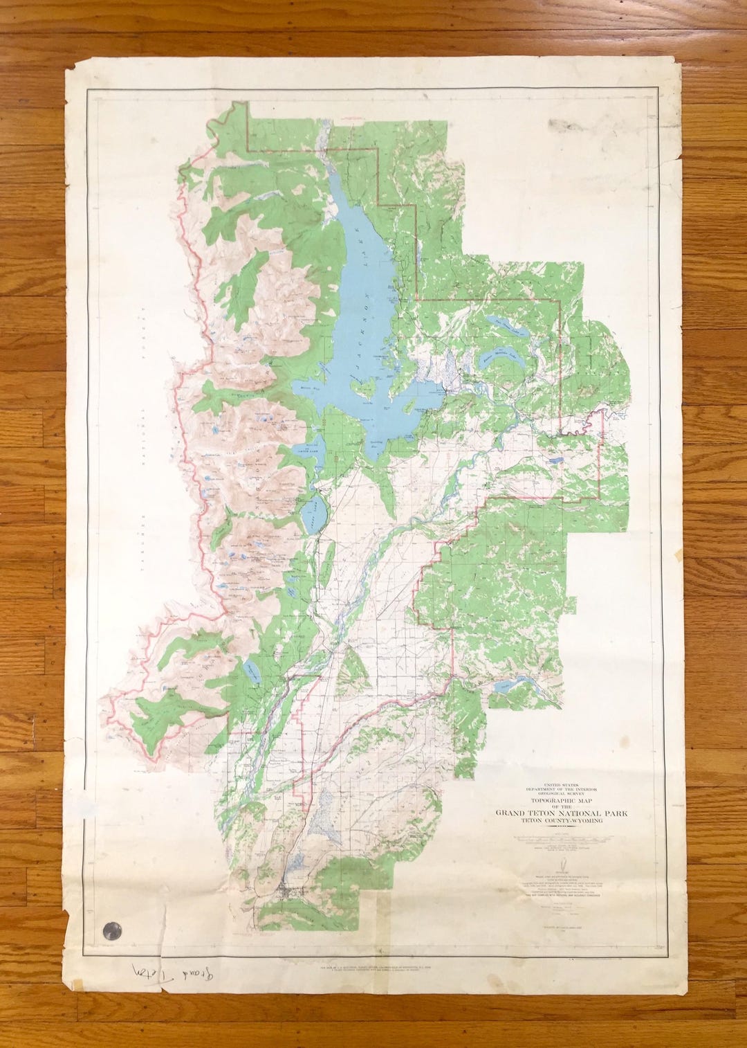 Antique Grand Teton National Park, Wyoming 1948 US Geological