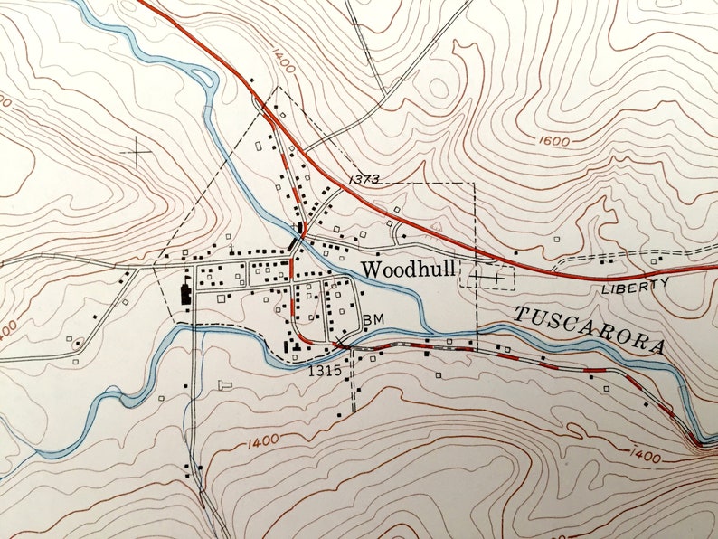Antique Woodhull New York 1953 US Geological Survey Etsy