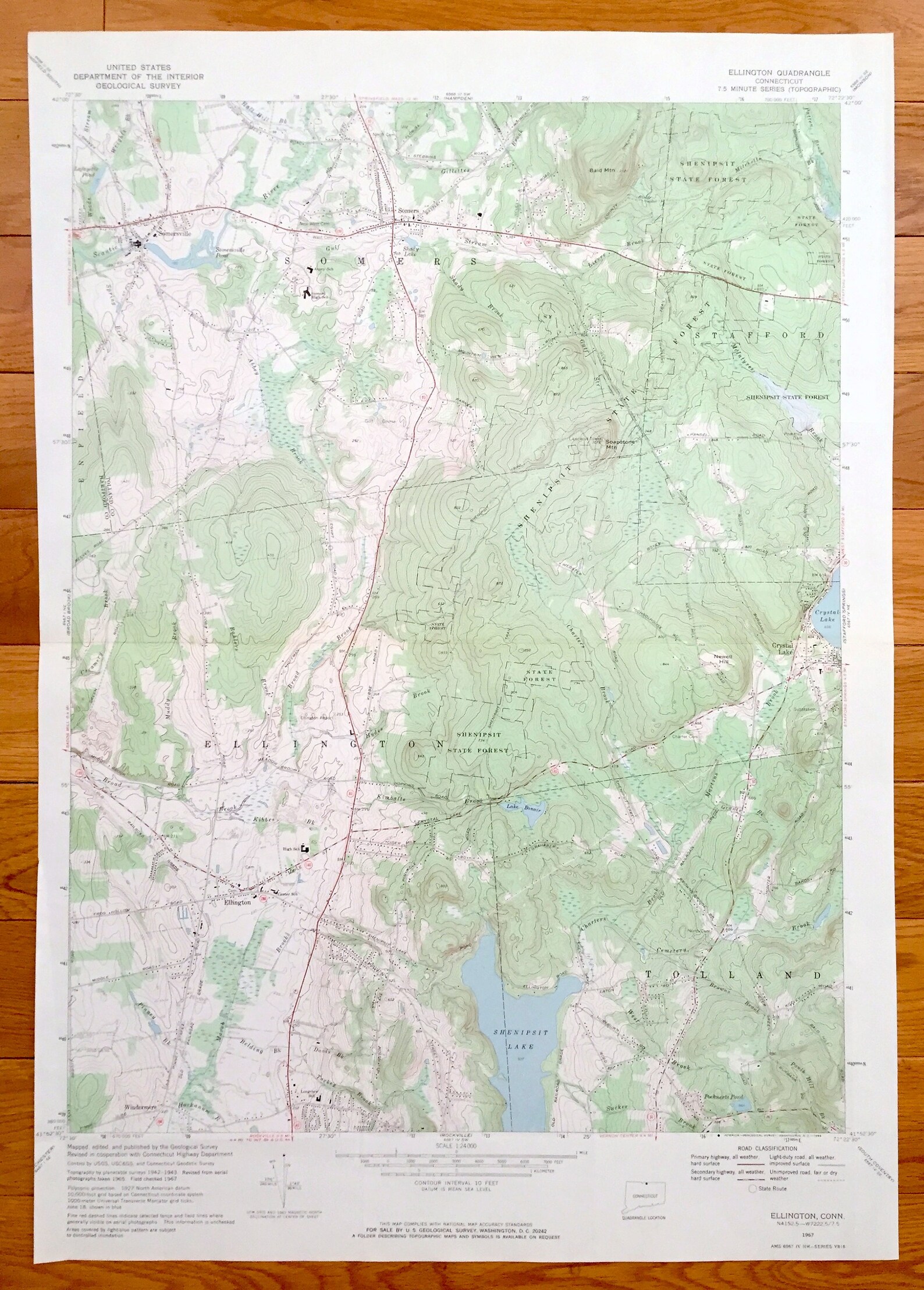 Antique Ellington Connecticut 1967 US Geological Survey Etsy