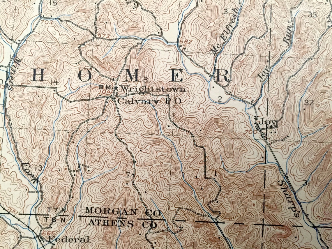 Antique Chesterhill Ohio 1906 US Geological Survey Etsy