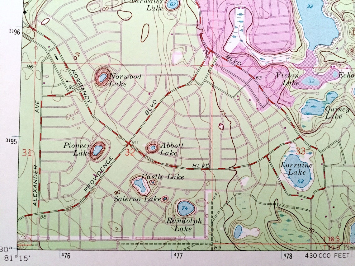Antique Lake Helen Florida 1966 US Geological Survey Etsy