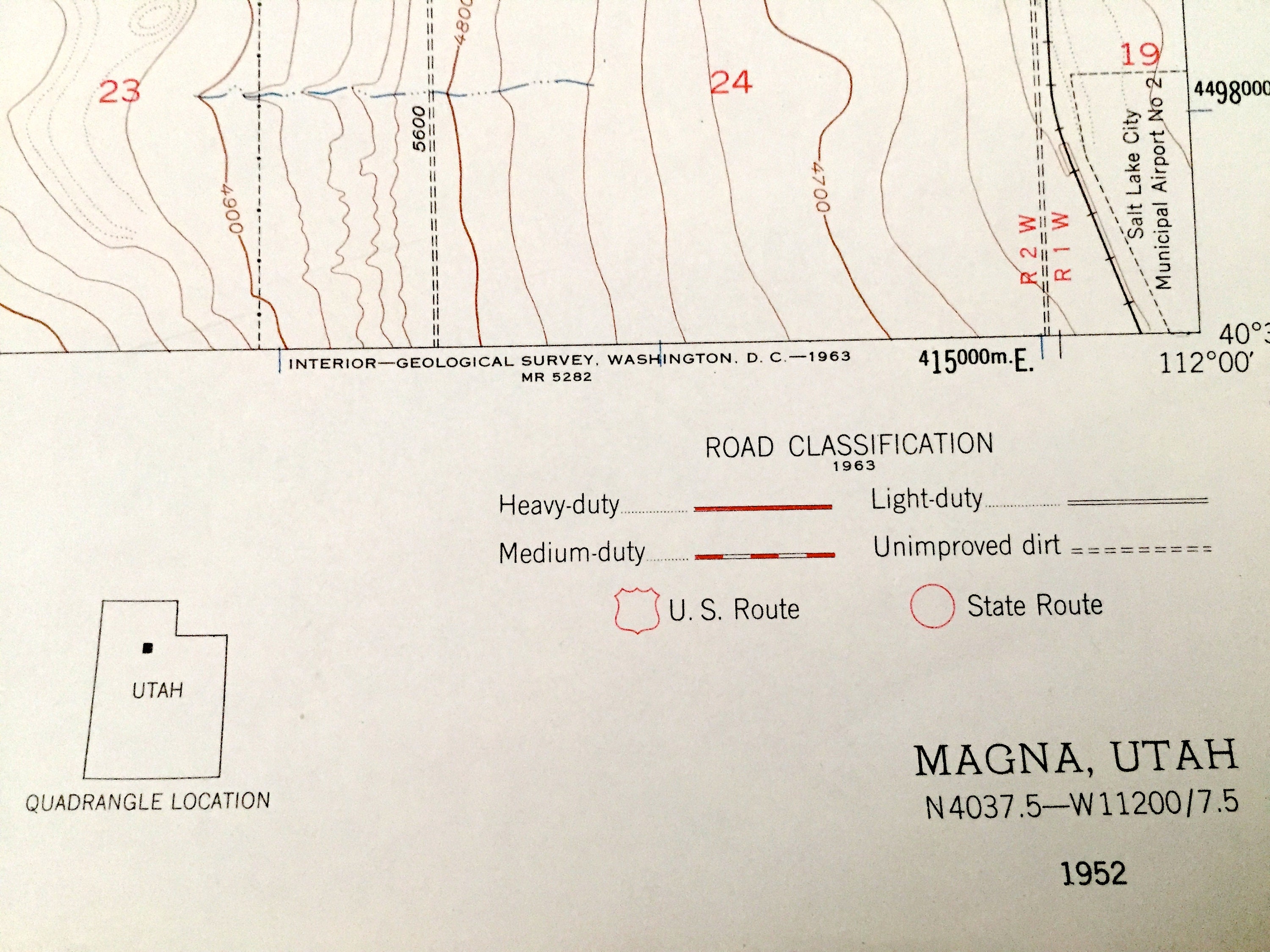 洋書 Terrain Analysis Antique Magna, Utah 1952 US Geological Survey Topographic