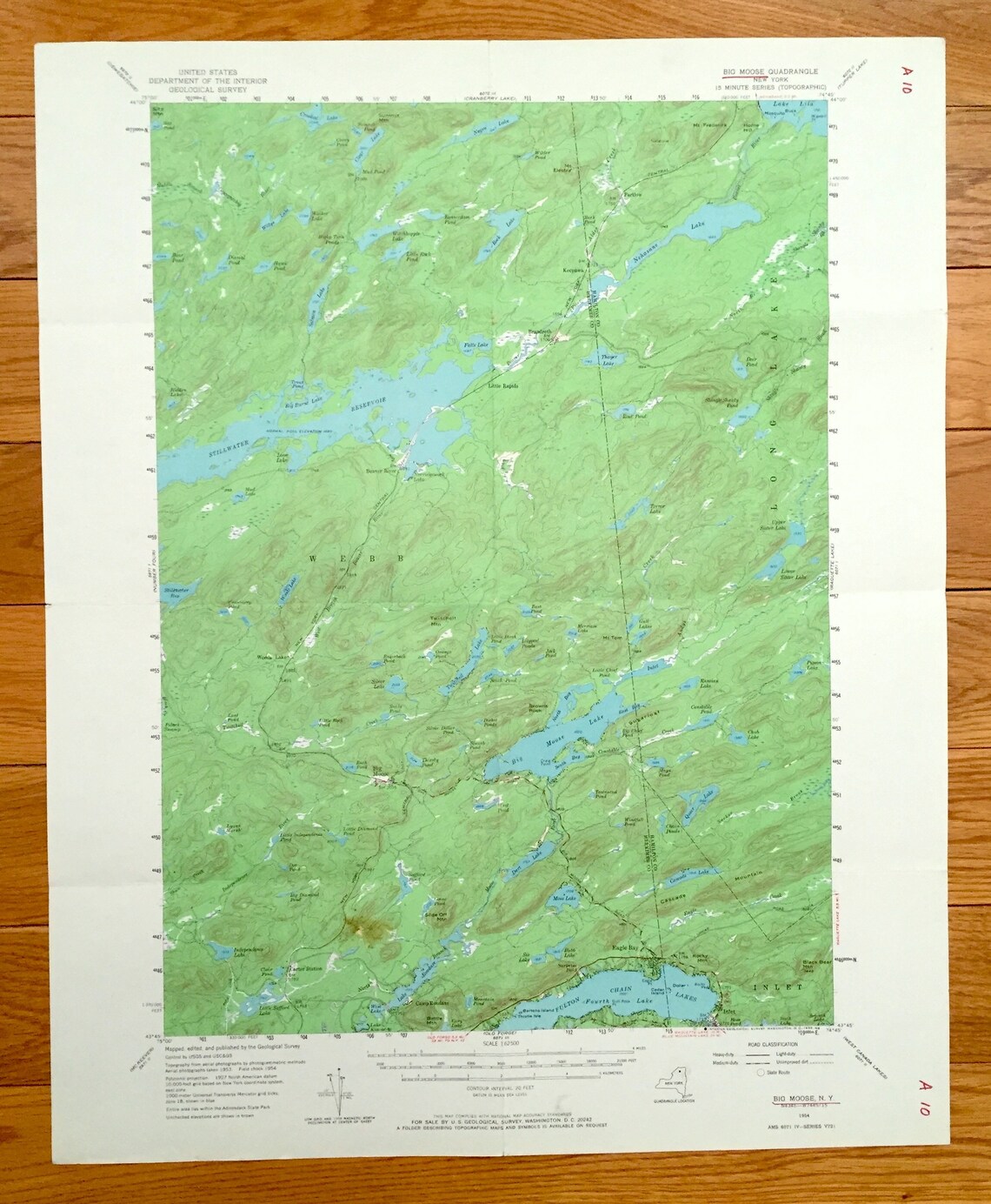 Antique Big Moose New York 1954 US Geological Survey Etsy