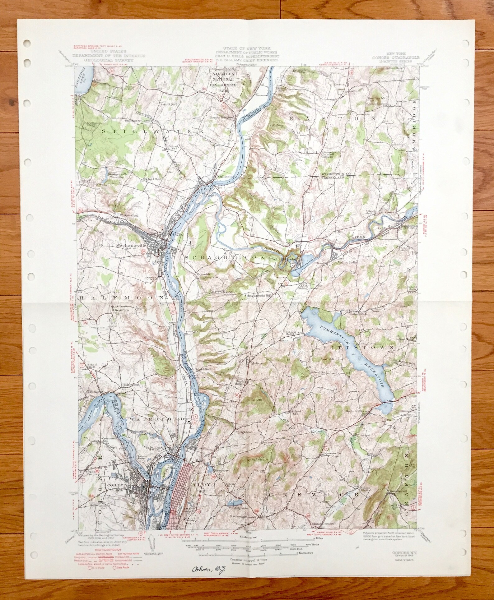 Antique Cohoes New York 1949 US Geological Survey Topographic Etsy