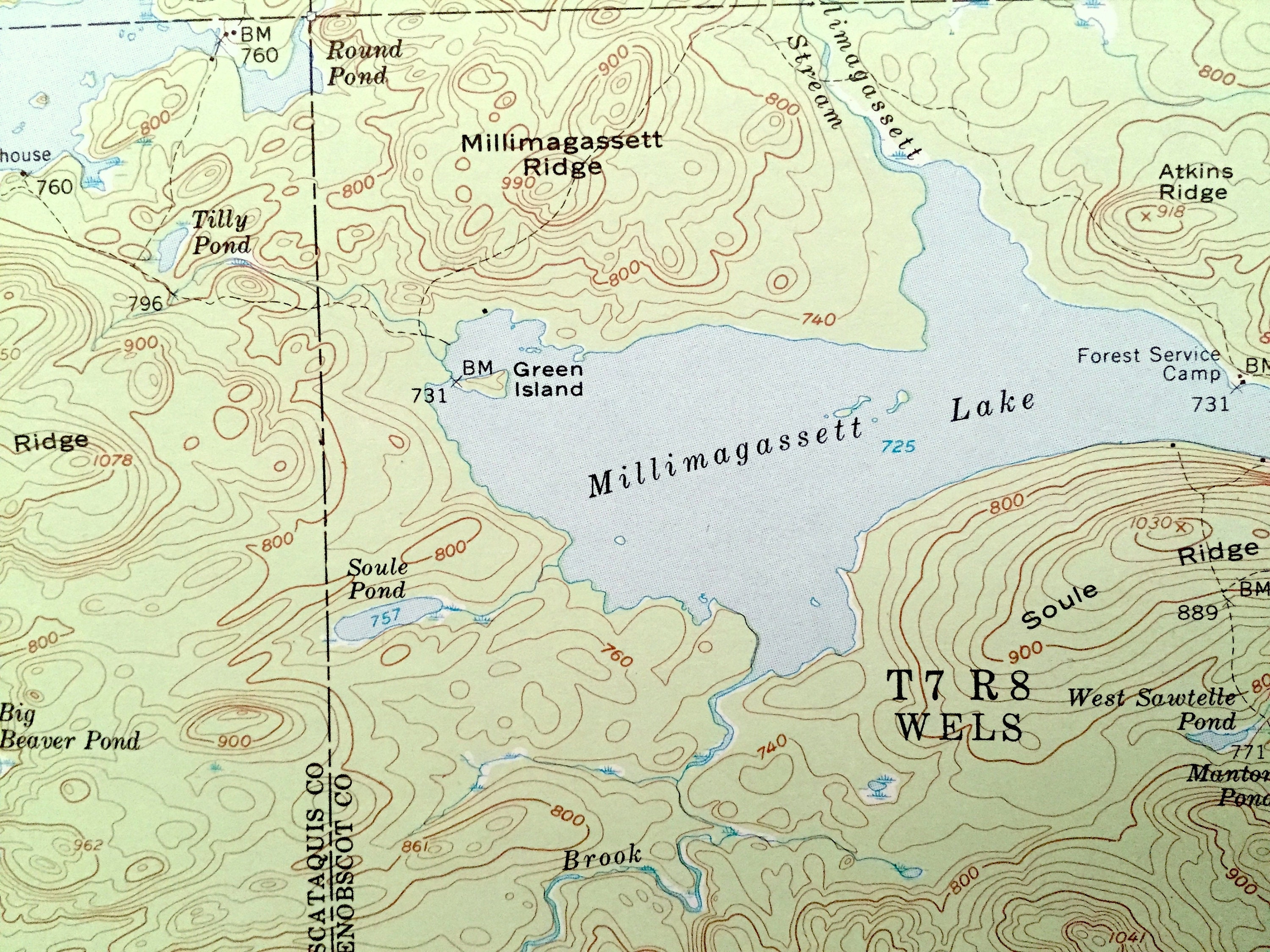 Antique Millinocket Lake Maine 1954 US Geological Survey Etsy