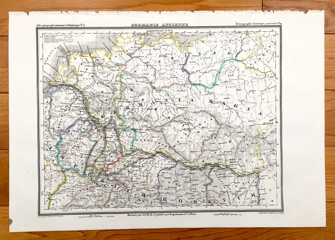 Antique 1835 Ancient Germany Map From JG Heck's Atlas Géographique ...