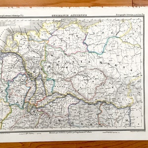 Antike Landkarte von JG Heck es Atlas Géographique, Astronomique et Historique – Hamburg, Bremen, Hannover, Friesisch, Dänemark