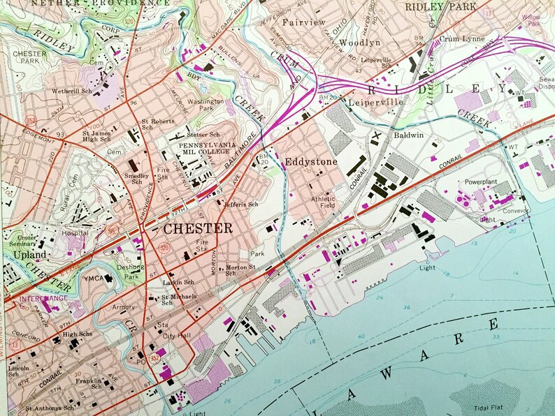 Antique Bridgeport New Jersey & Chester Pennsylvania 1967 US Etsy