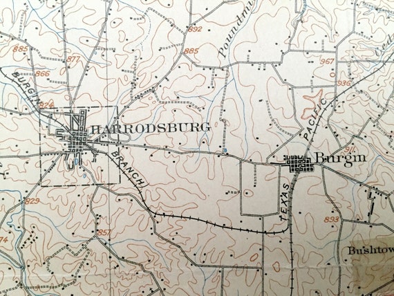 Antique Harrodsburg, Kentucky 1905 US Geological Survey