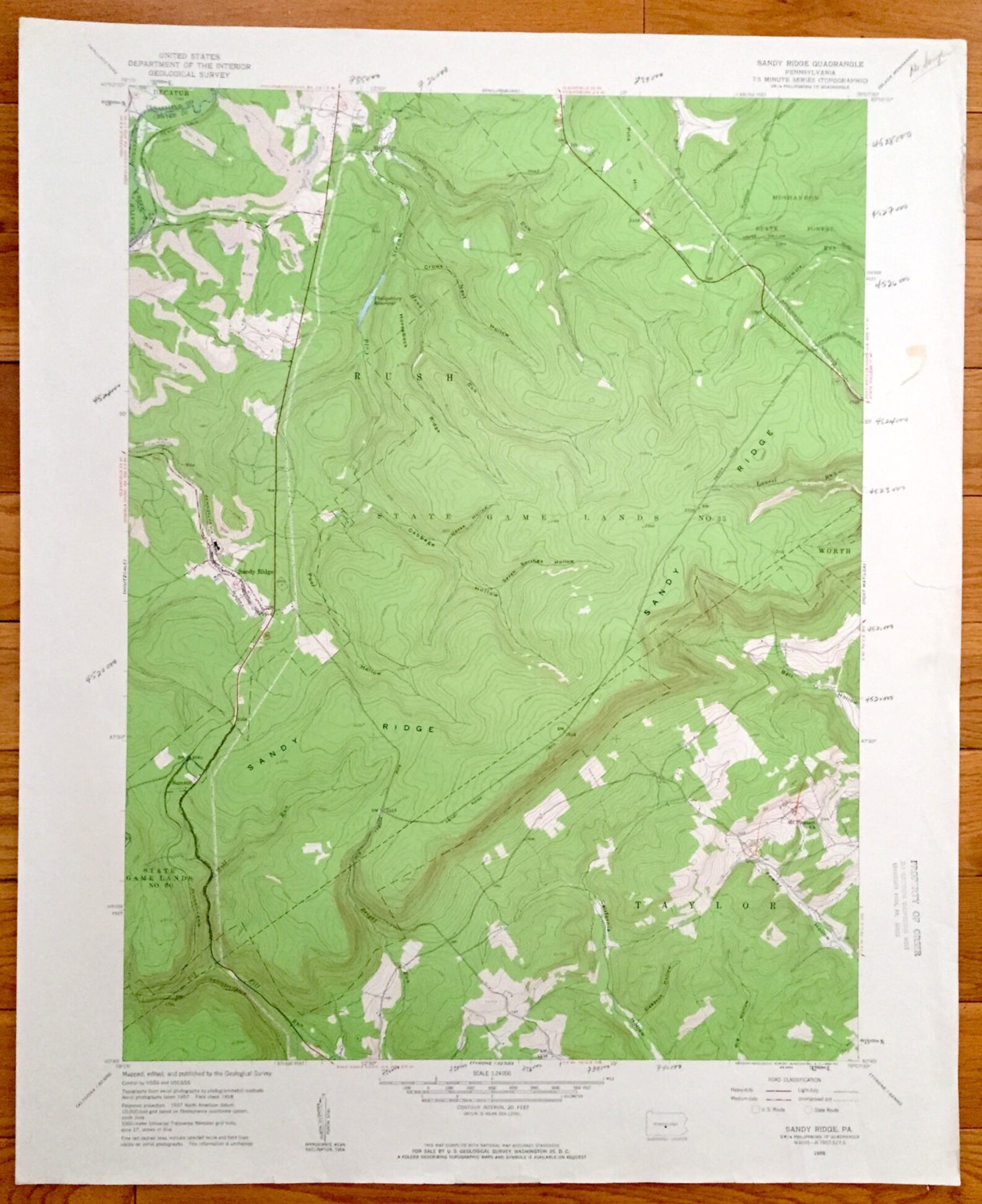 Antique Sandy Ridge Pennsylvania 1958 US Geological Survey Etsy