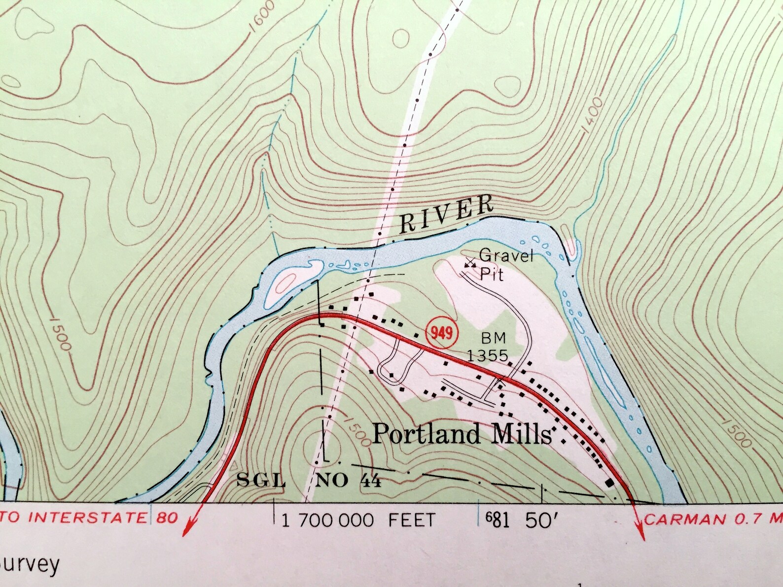 Portland Geologic Map Antique Portland Mills, Pennsylvania 1969 US Geological Survey ...