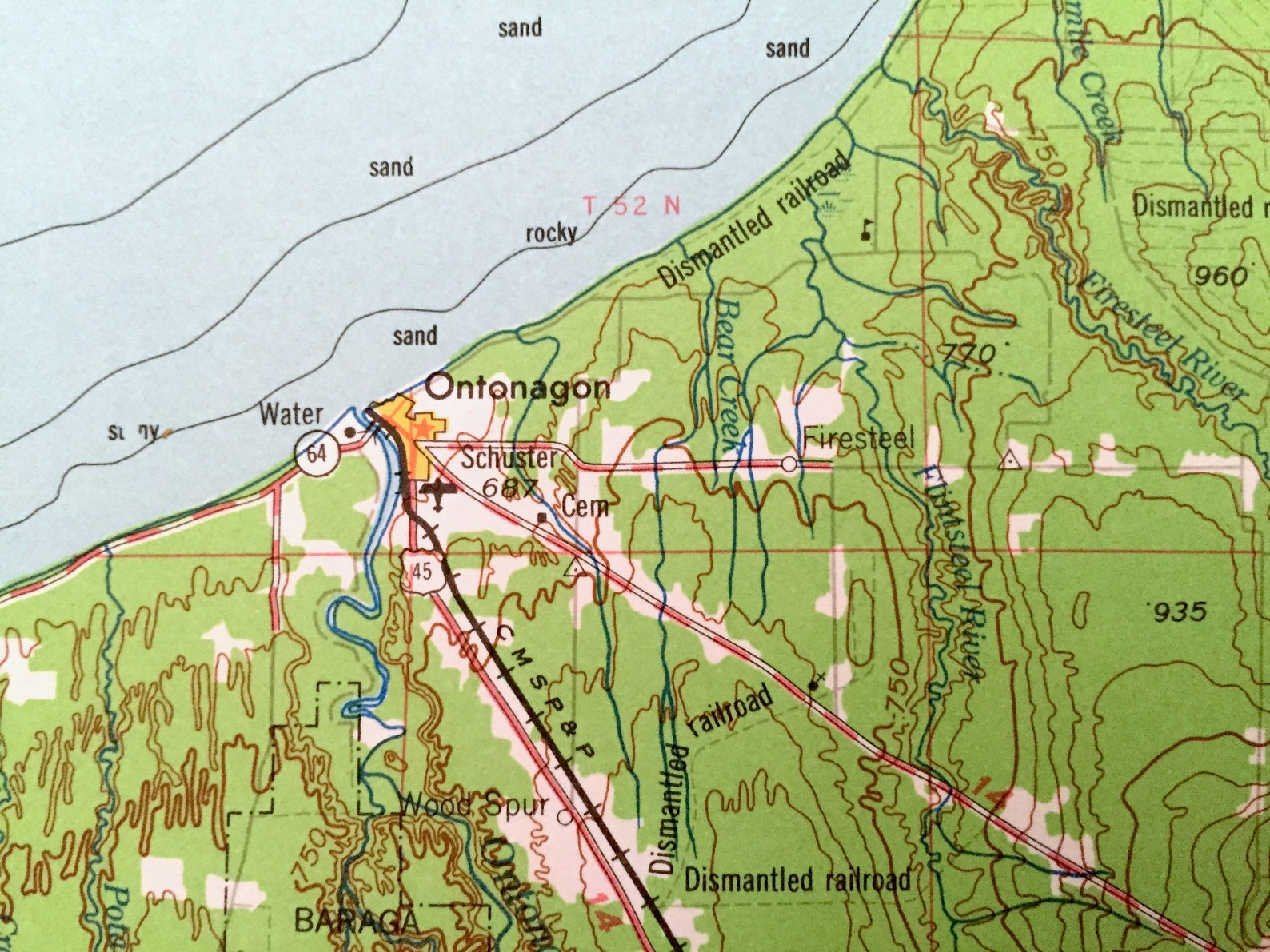Antique Iron River, Michigan 1961 US Geological Survey Topographic Map 