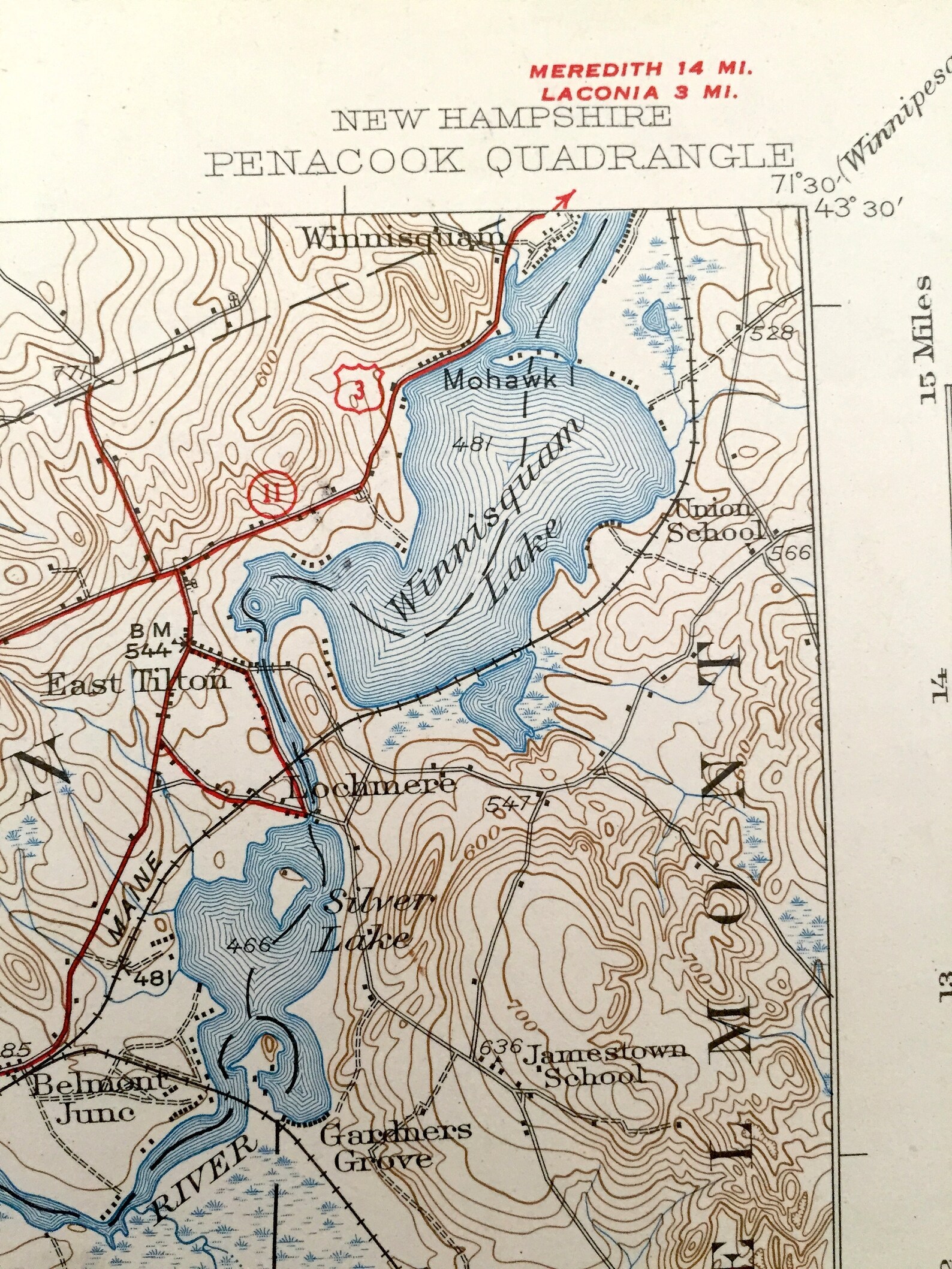 Penacook Antique Penacook, New Hampshire 1927 US Geological Survey Topographic ...