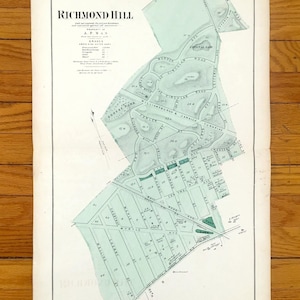 Carte ancienne de 1873, Richmond Hill et Kew Gardens, Queens, New York, tirée de l'atlas F.W. Beers de Long Island - Forest Park, Clarenceville, New York