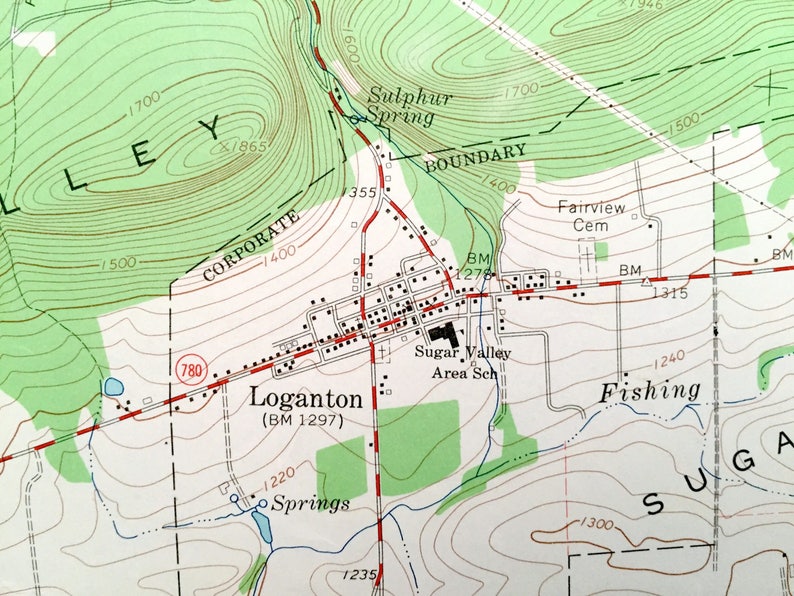 Antique Loganton, Pennsylvania 1965 US Geological Survey Topographic ...