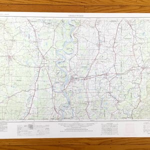 Carte topographique antique de Greenwood, Mississippi, 1953 US Geological Survey - Greenville, Leland, Cleveland, Itta Bena, Rosedale, Indianola MS