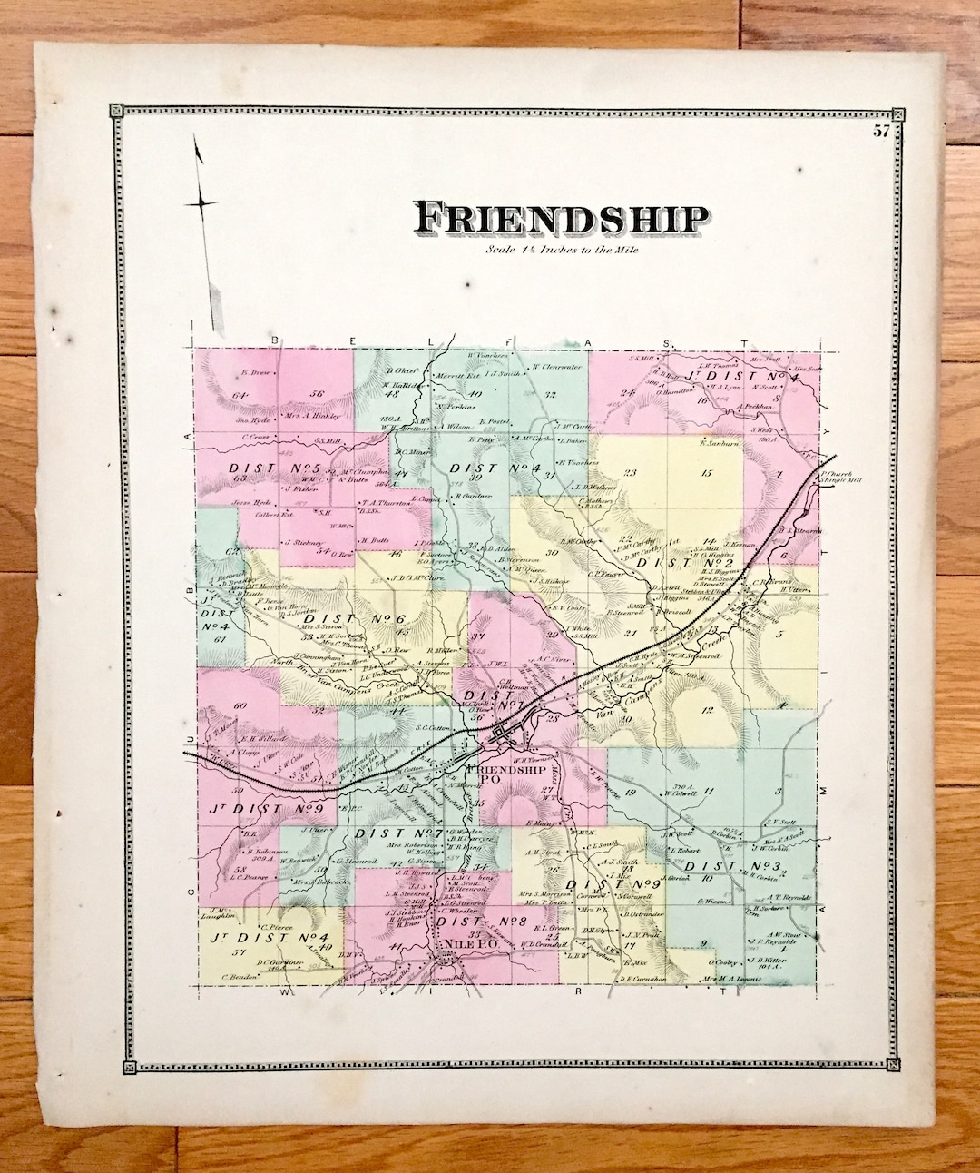 Antique 1869 Friendship New York Map From D.G. Beers Atlas of Etsy