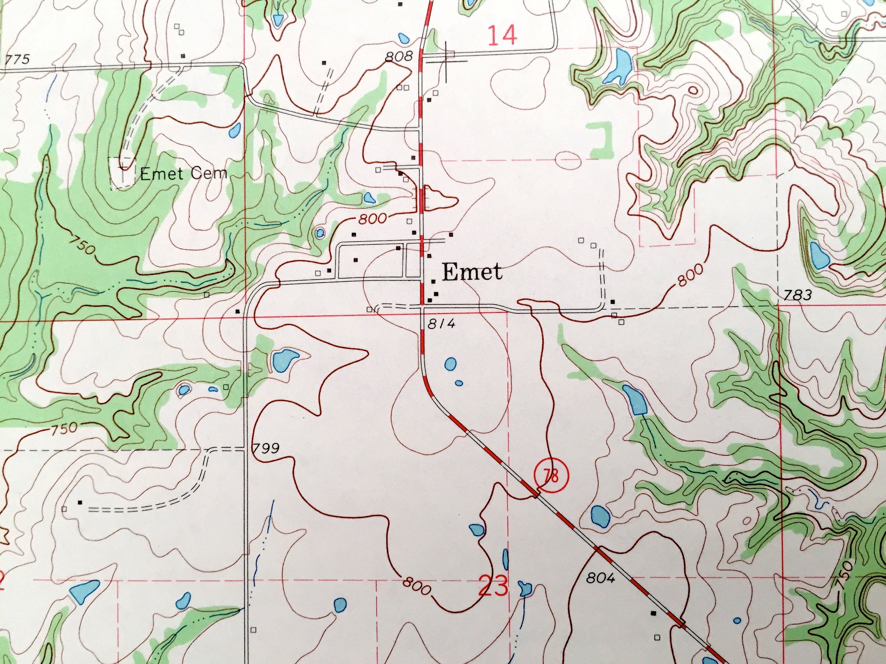 Antique Milburn, Oklahoma 1967 US Geological Survey Topographic Map Marshall, Johnston County