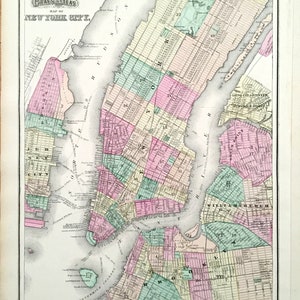 Antica mappa dello stato di New York City / Connecticut NY del 1874 da O.W. Atlante degli Stati Uniti d'America di Gray; Stedman, Brown e Lione – Brooklyn