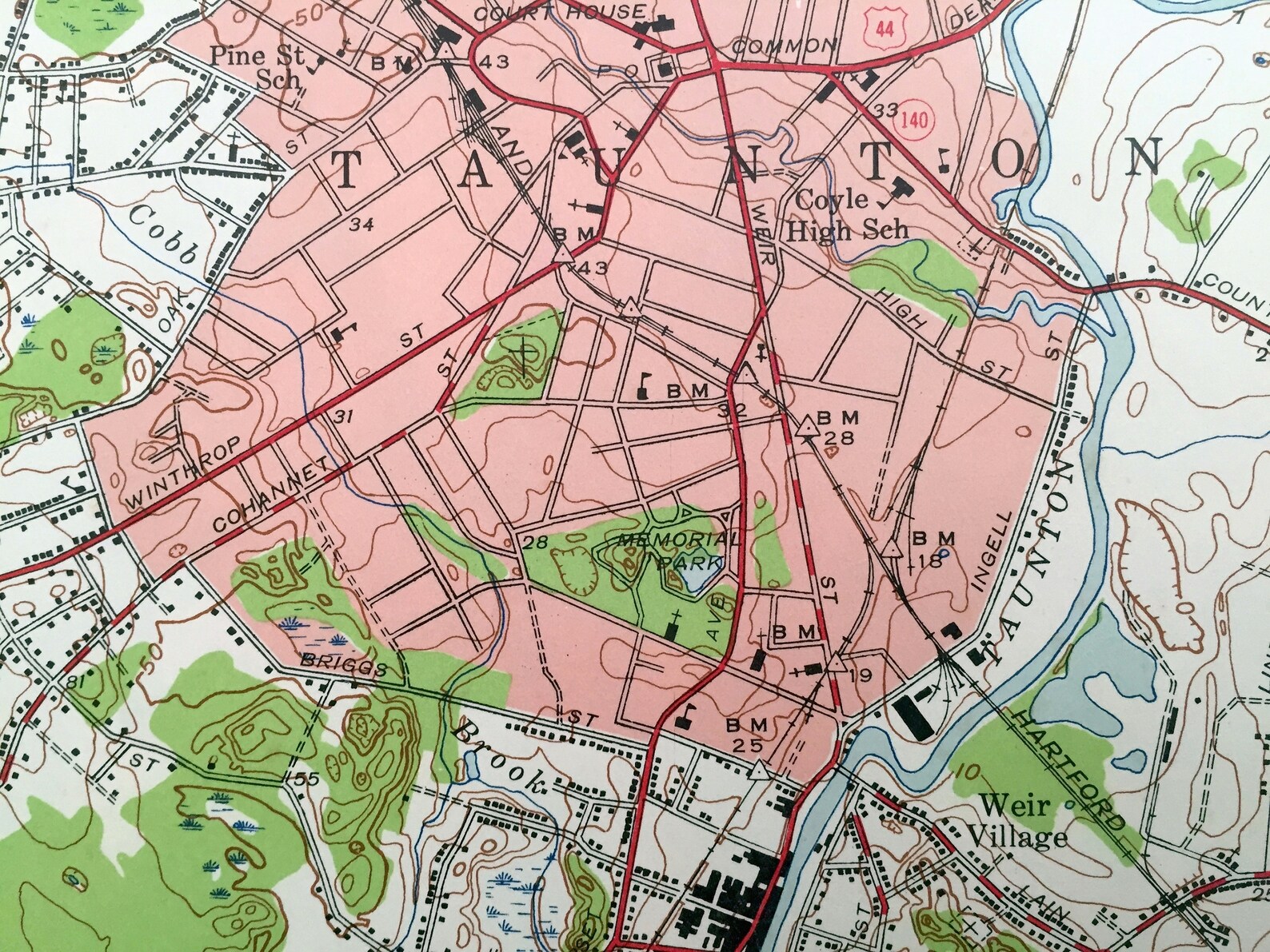 Antique Taunton Massachusetts 1944 US Geological Survey Etsy UK