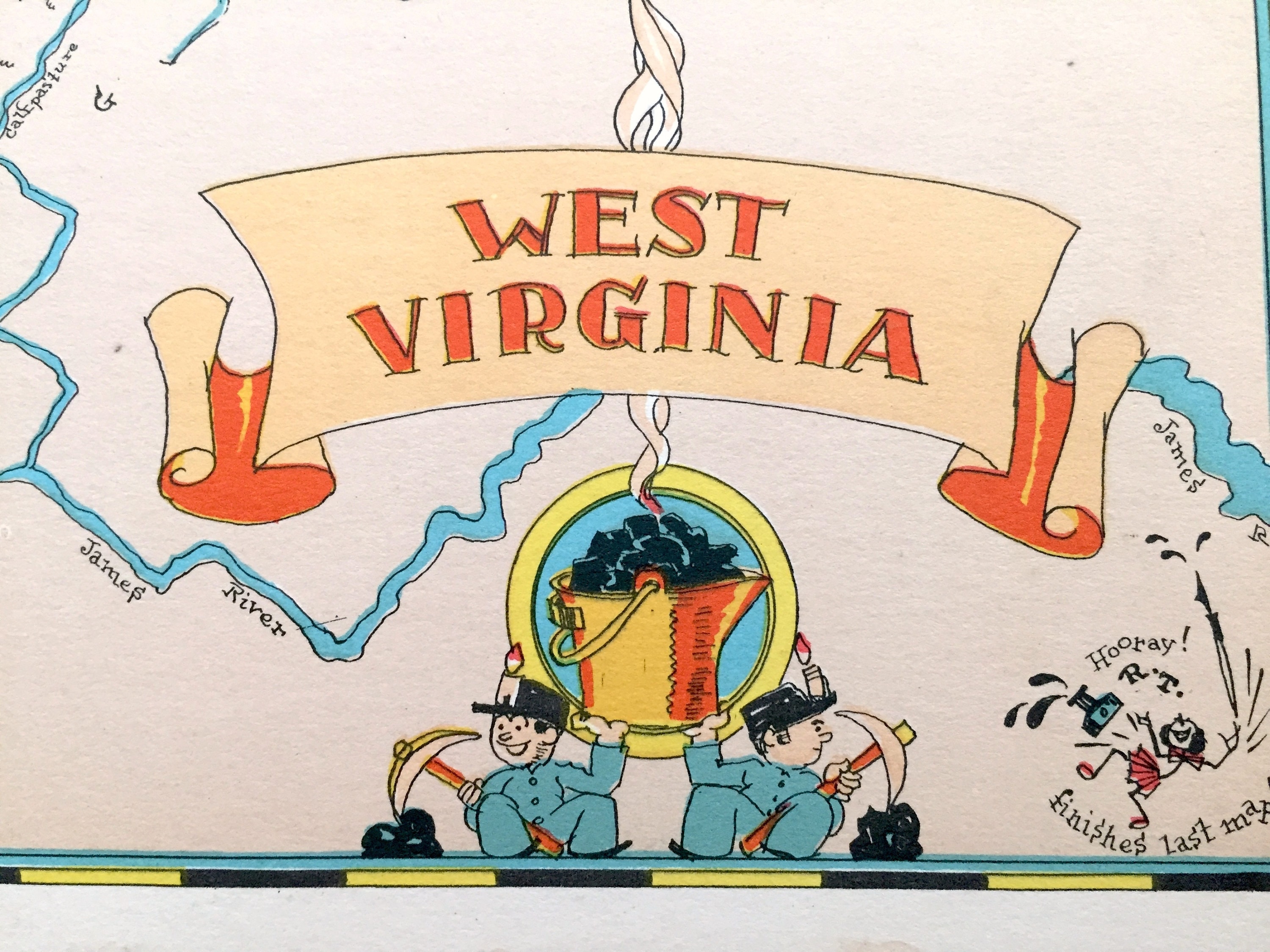 Antique 1935 West Virginia State Map From Our Gay Geography by Ruth ...